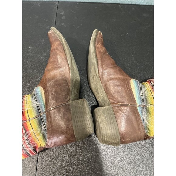 Ariat Boots Kids Youth Sz 3 Brown Leather Circuit Feather Cowboy Southwestern - Picture 6 of 8